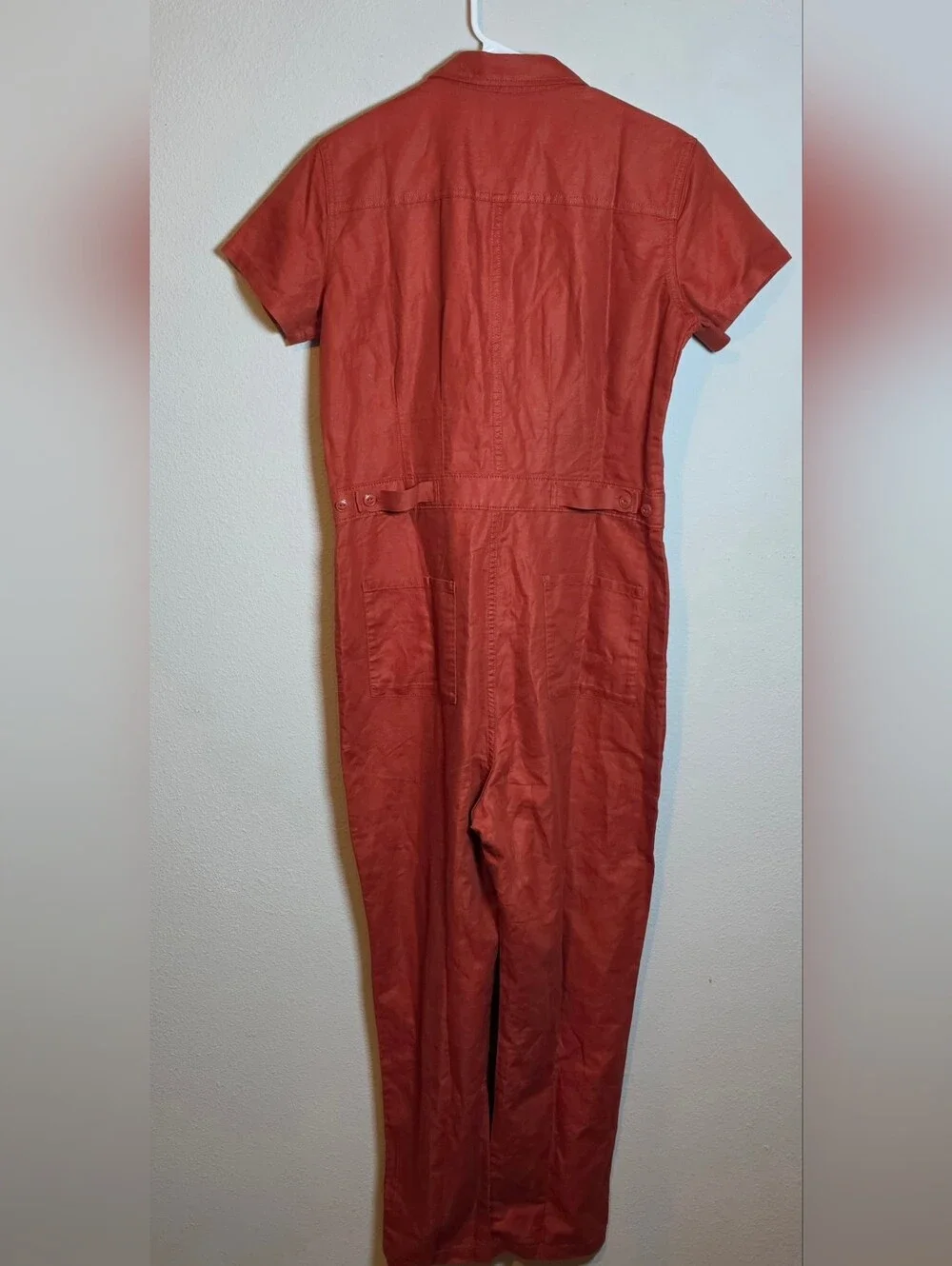 ​NWT Quince Cotton Linen Twill Coverall Jumpsuit Rust Red Utility Boiler Suit S